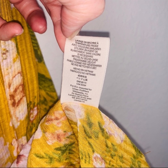 Free People Mirage yellow floral tube top flounce smocked size XS - Picture 12 of 15